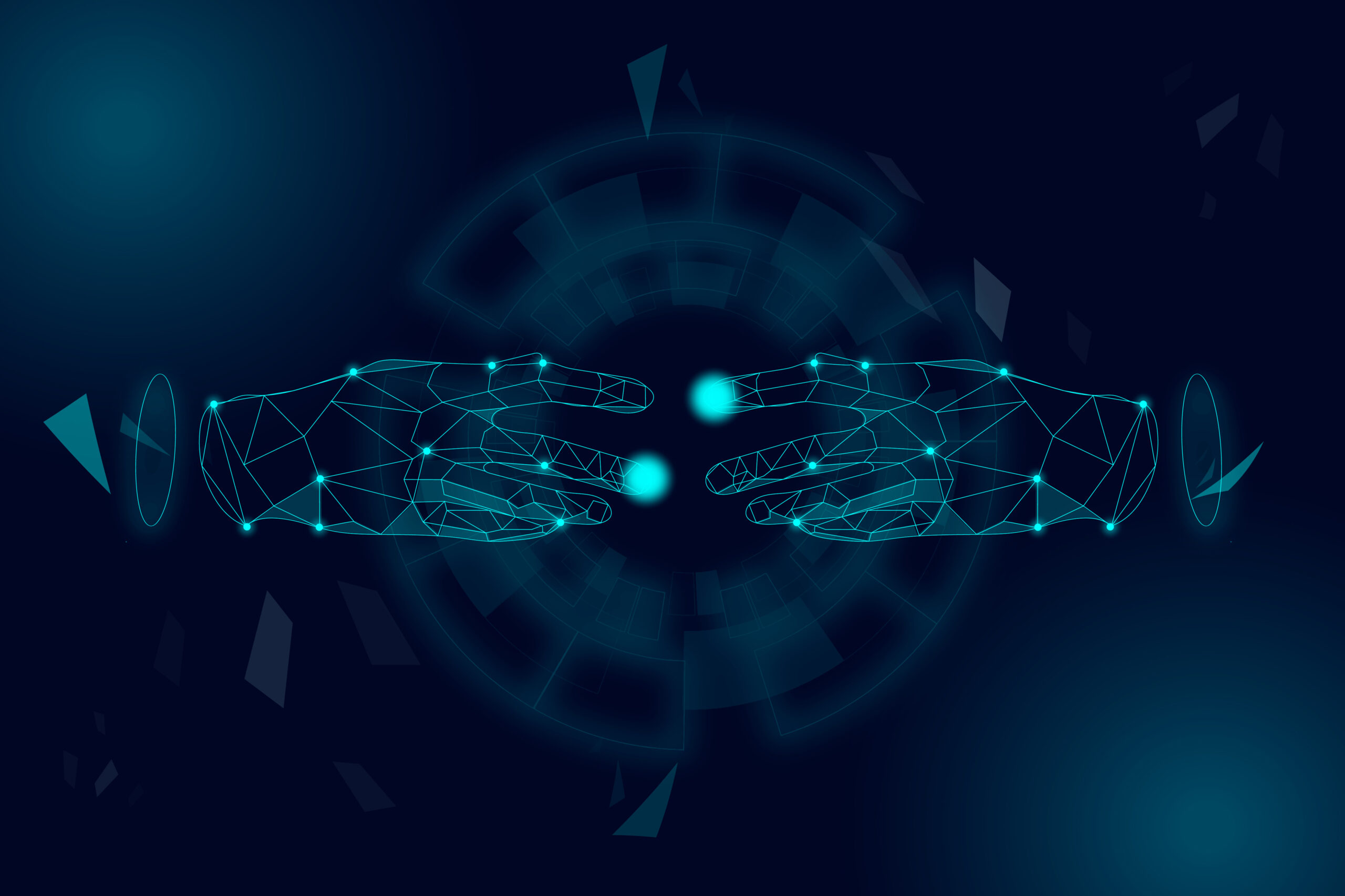 Touch of the future AI hands vector
